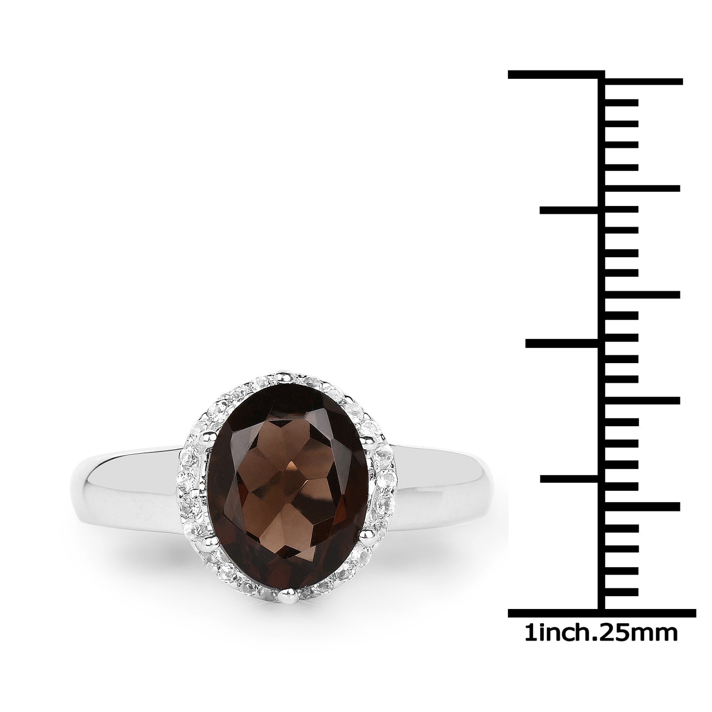 Genuine Smoky Quartz and White Topaz Sterling Silver Ring