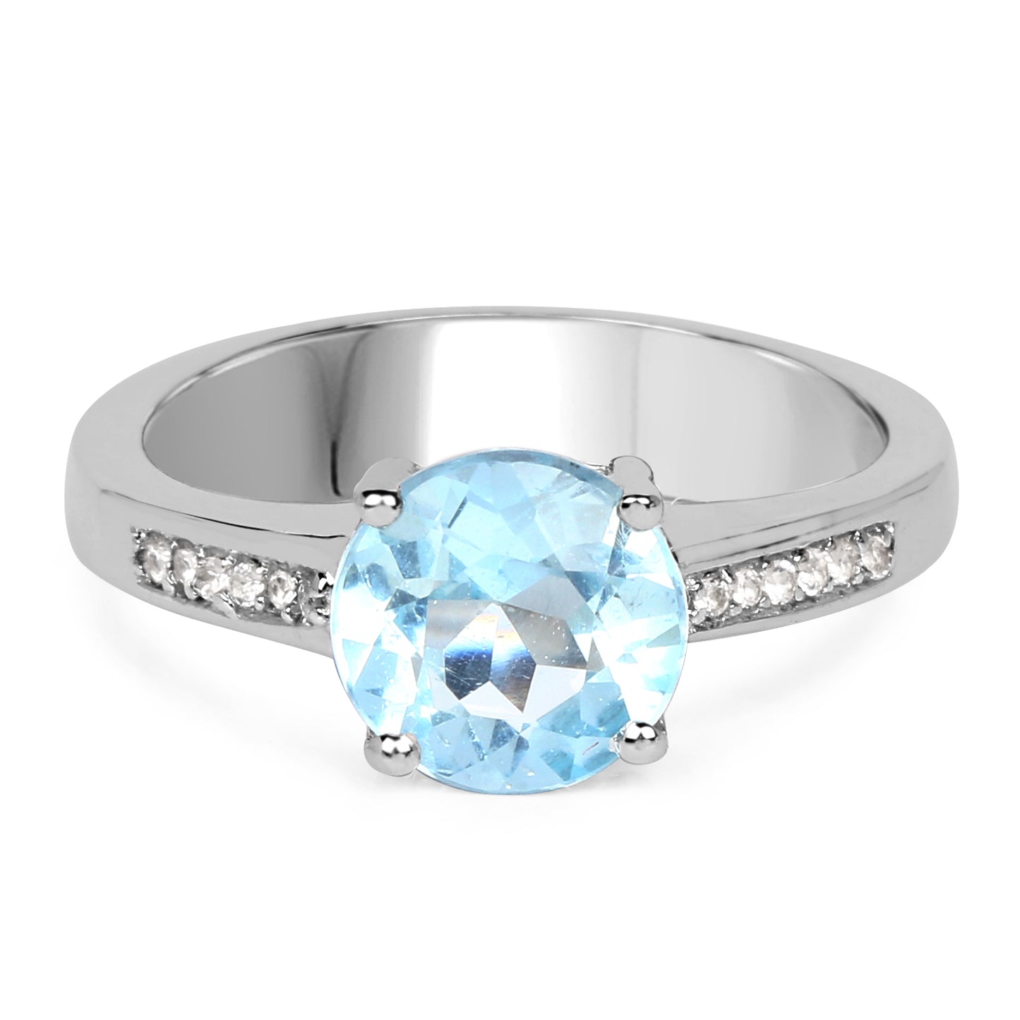 Genuine Blue Topaz and White Topaz Sterling Silver Bridge Ring