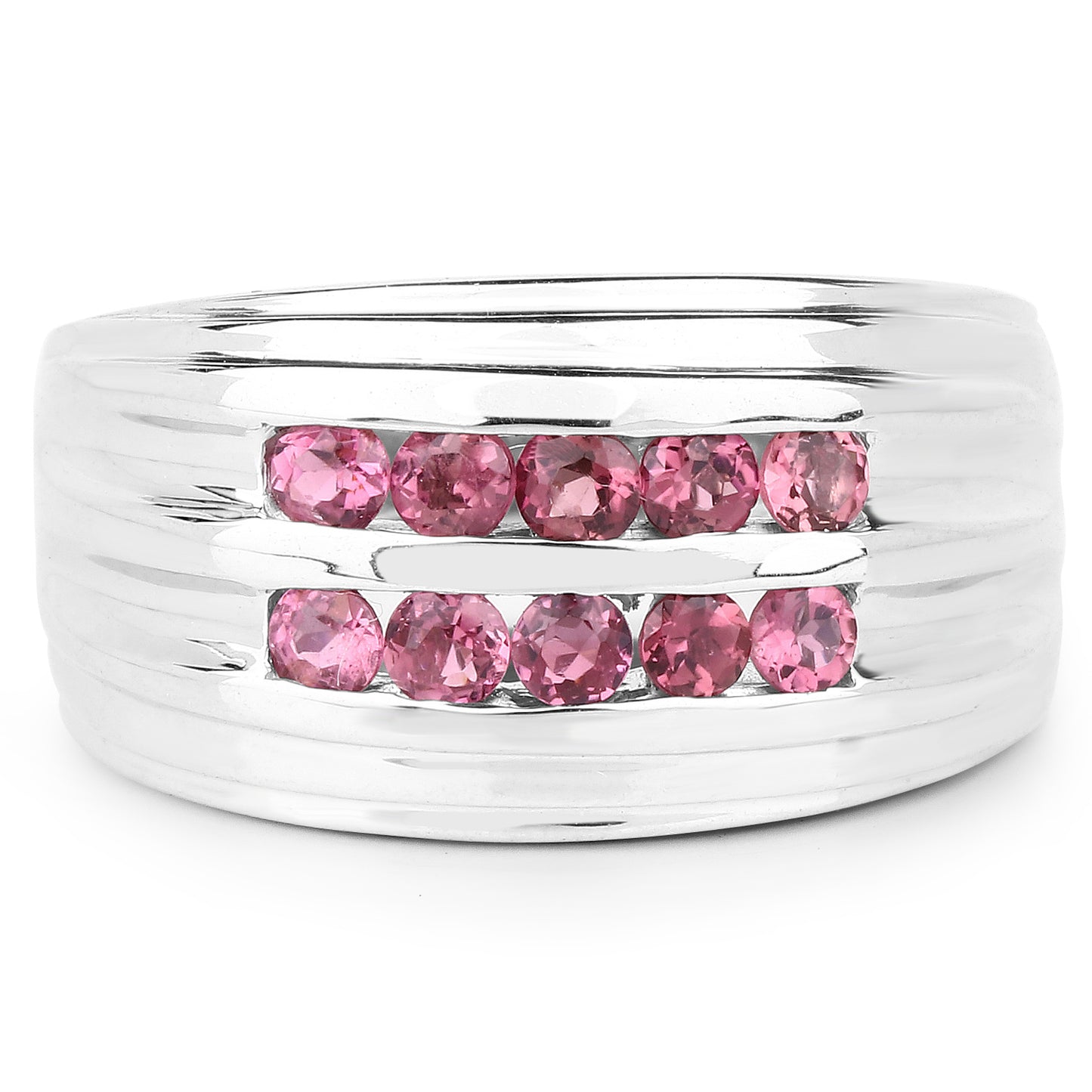 Genuine Pink Tourmaline Sterling Silver Ring