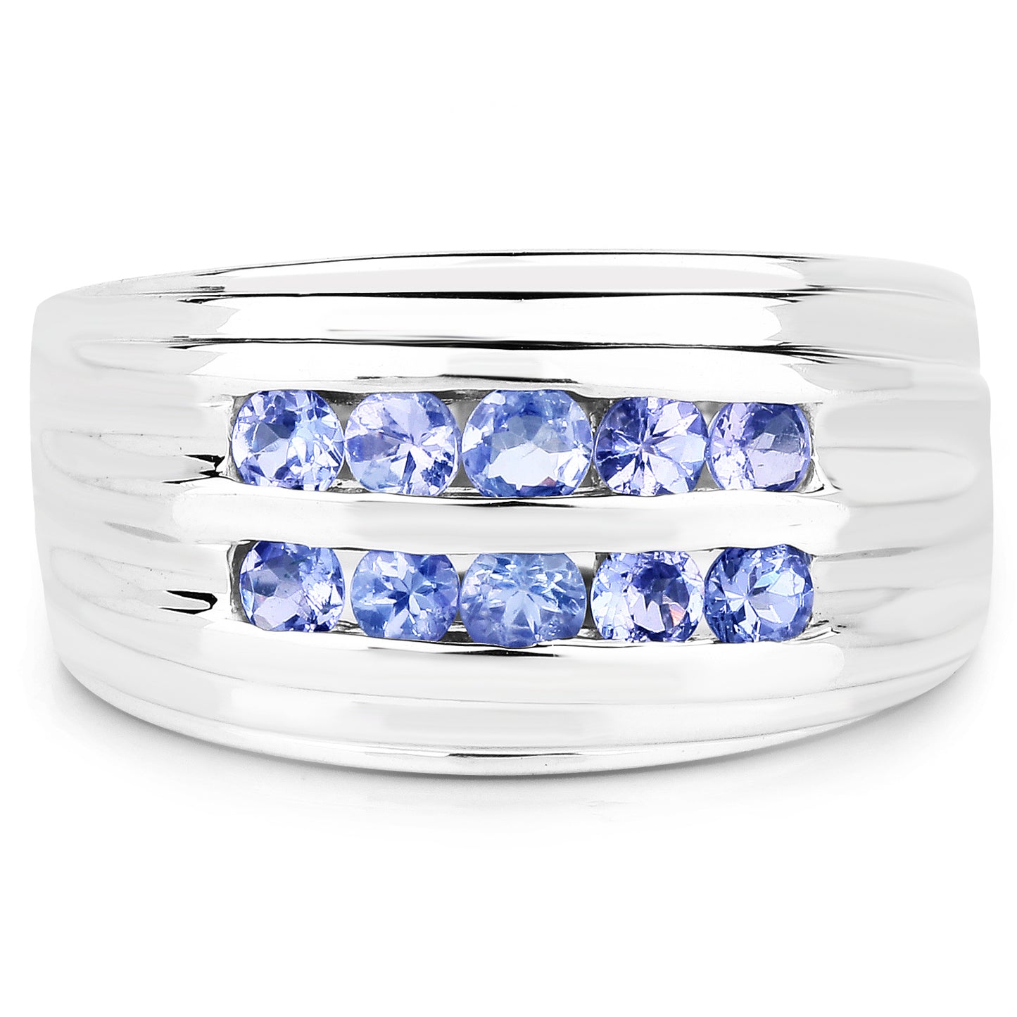 Genuine Tanzanite Sterling Silver Graduated Ring