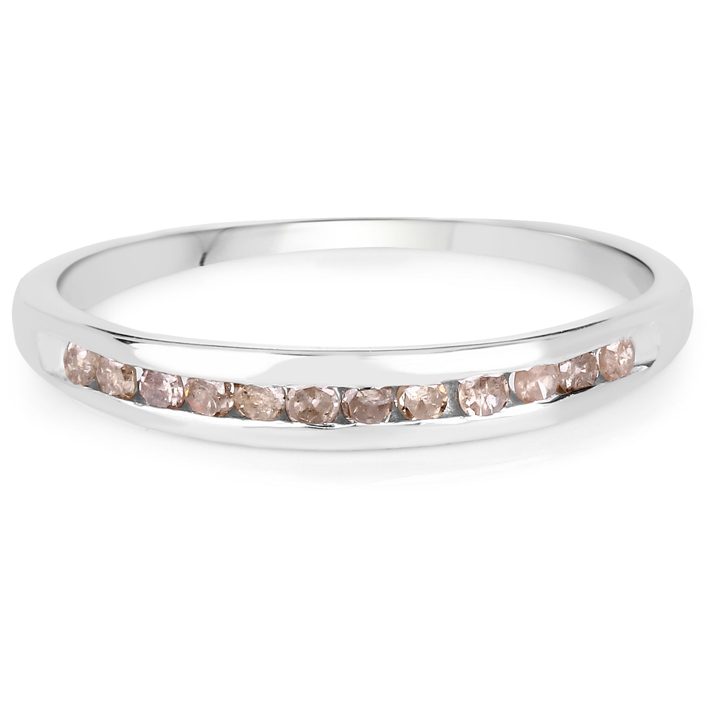 Genuine Champagne Diamond Sterling Silver Band Ring