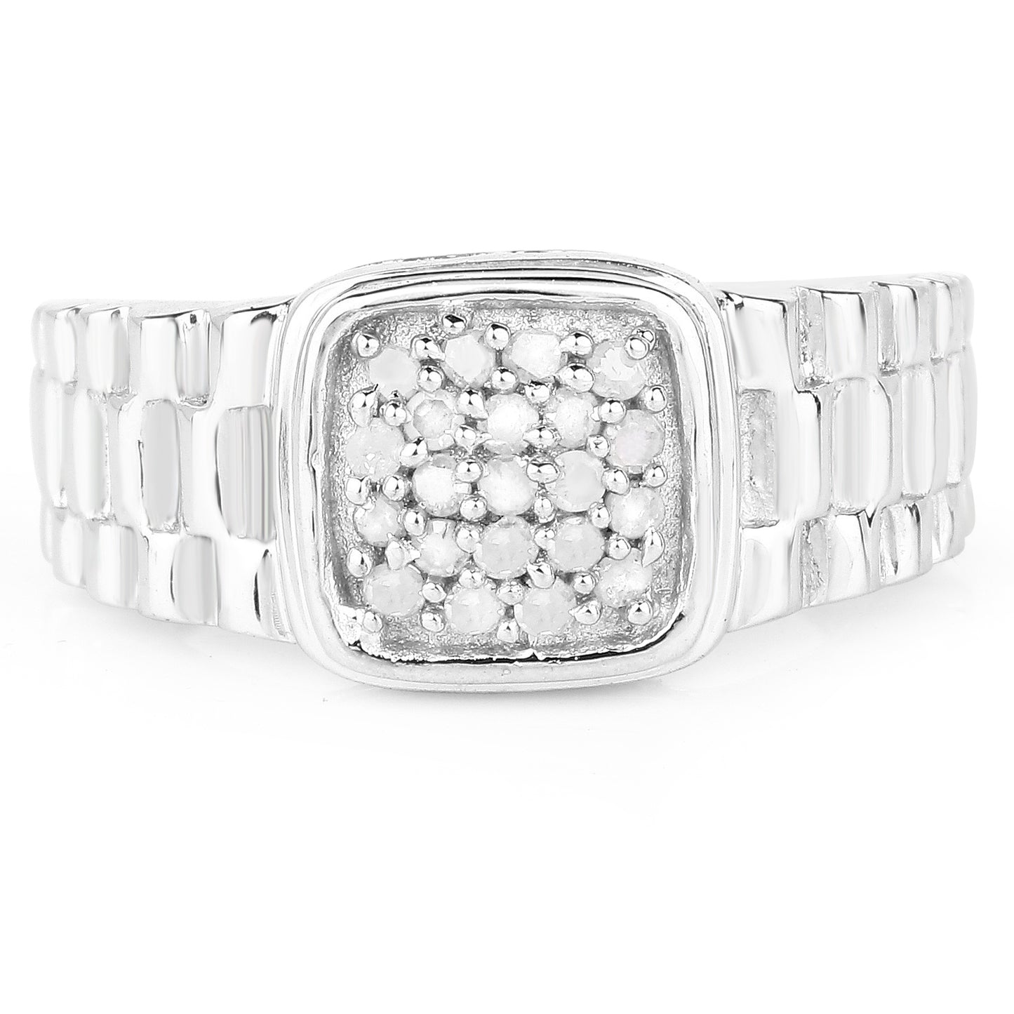 Genuine White Diamond Sterling Silver Graduated Ring