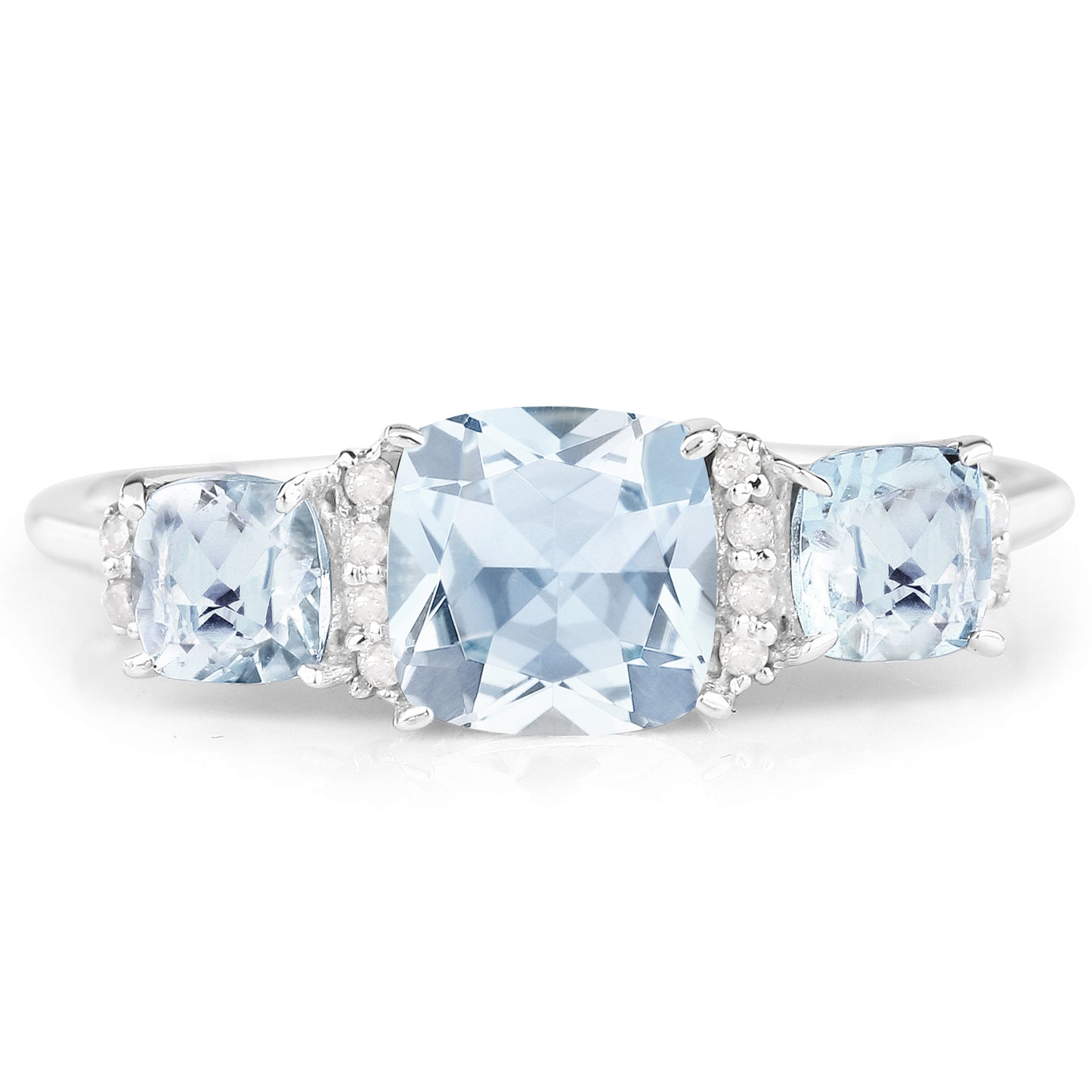 Genuine Aquamarine 10K White Gold Ring