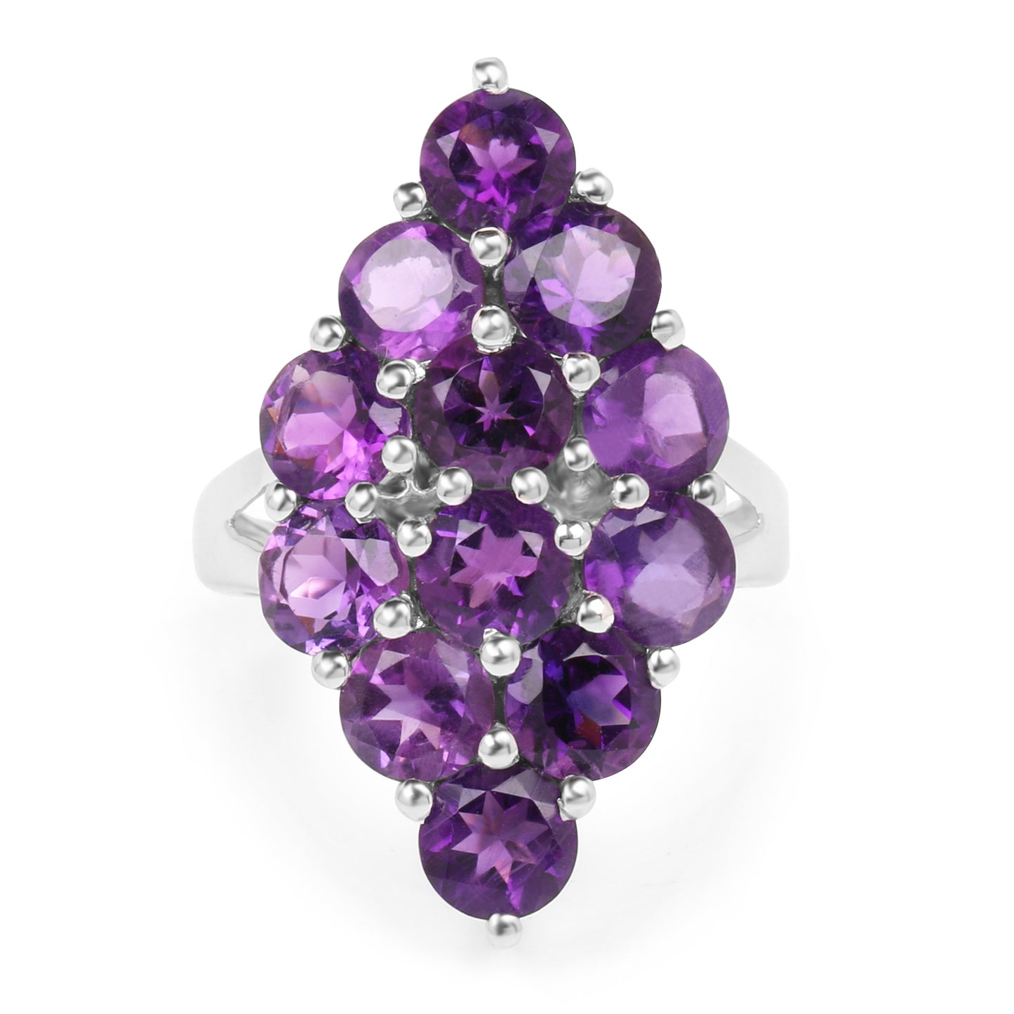 Genuine Amethyst Sterling Silver Graduated Ring