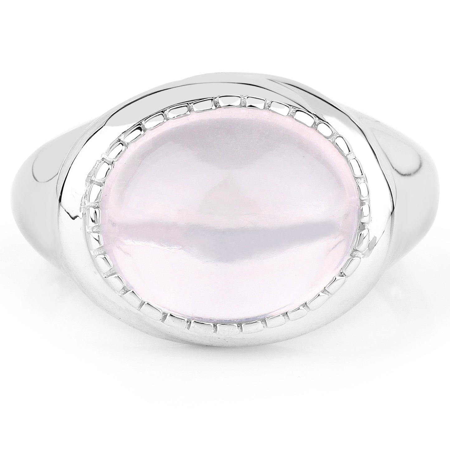 Genuine Rose Quartz Sterling Silver Graduated Ring