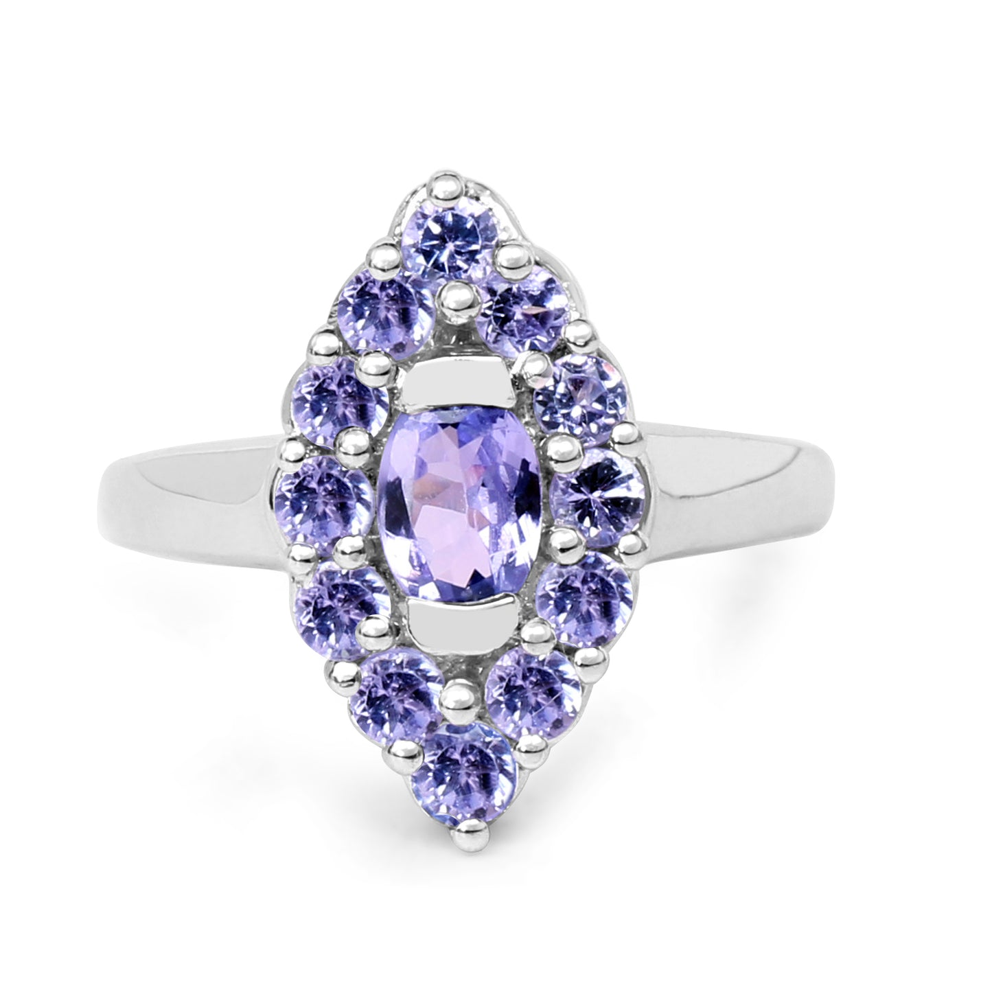 Genuine Tanzanite Sterling Silver Graduated Ring
