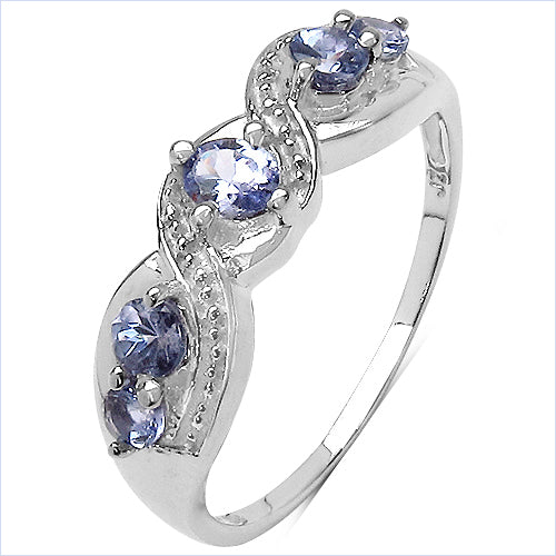 Genuine Tanzanite Sterling Silver Graduated Ring