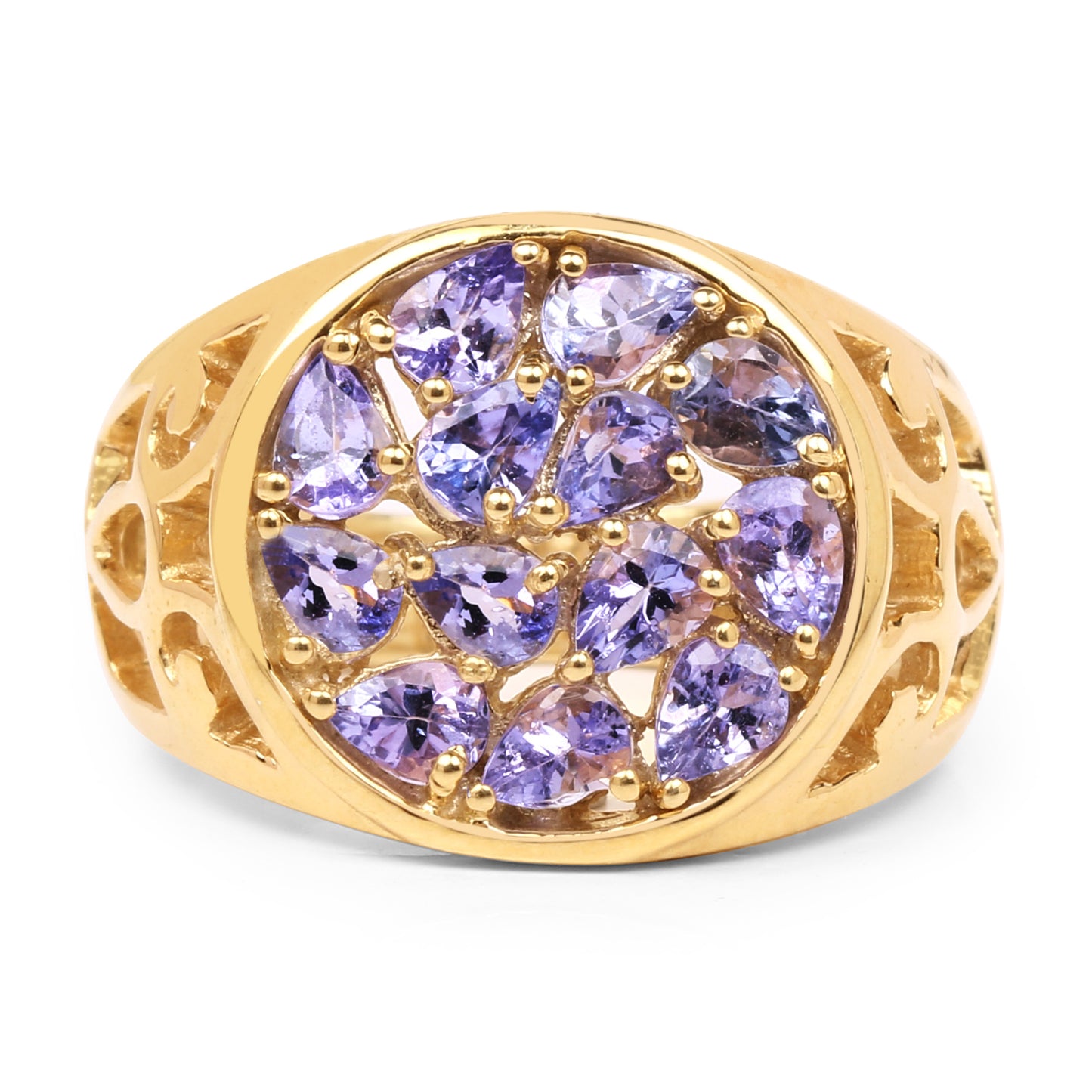 Genuine 14K Yellow Gold Plated Tanzanite Sterling Silver Ring