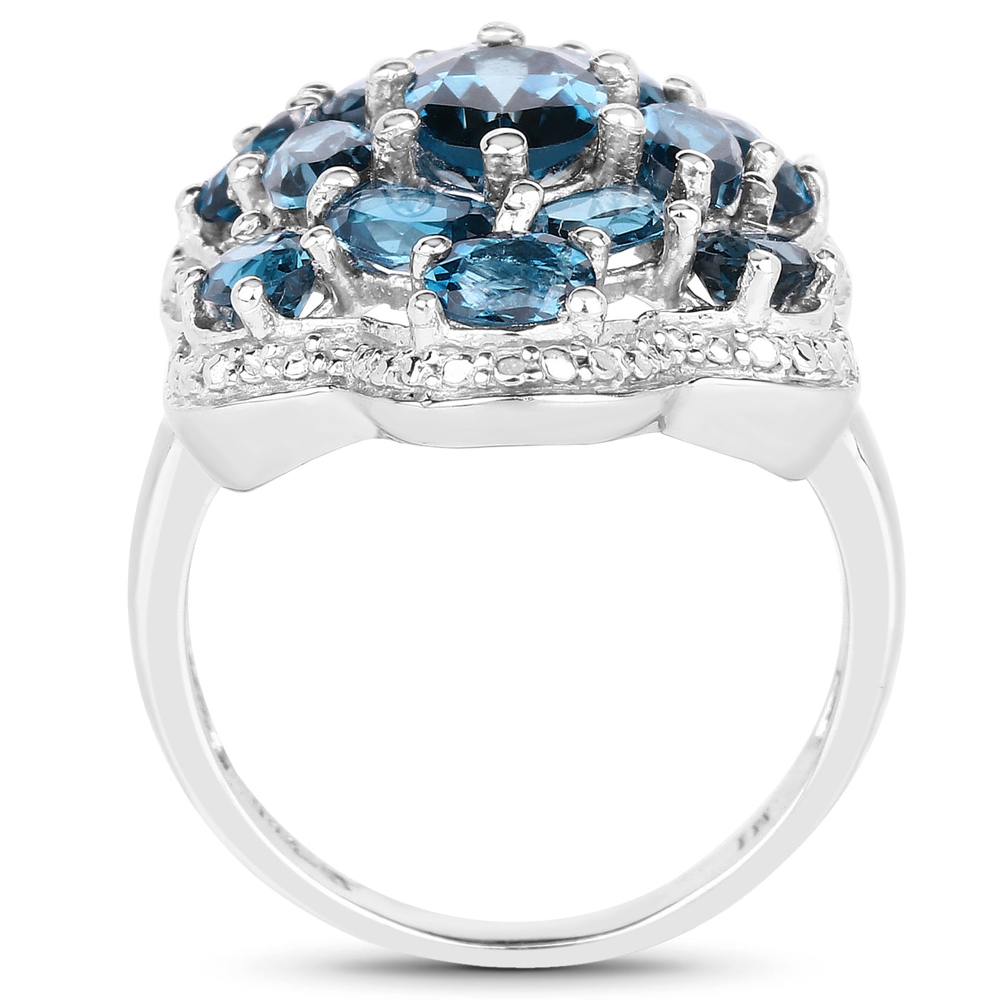 Genuine London Blue Topaz Sterling Silver Graduated Ring