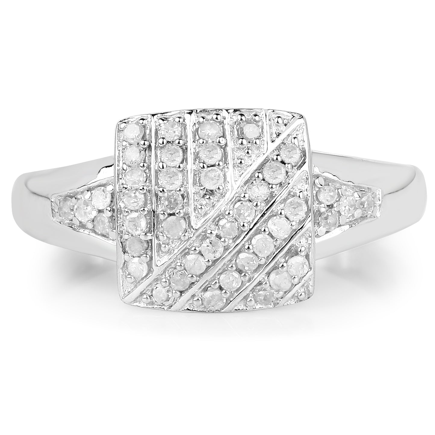 Genuine 14K White Gold Plated White Diamond Sterling Silver Bridal Ring