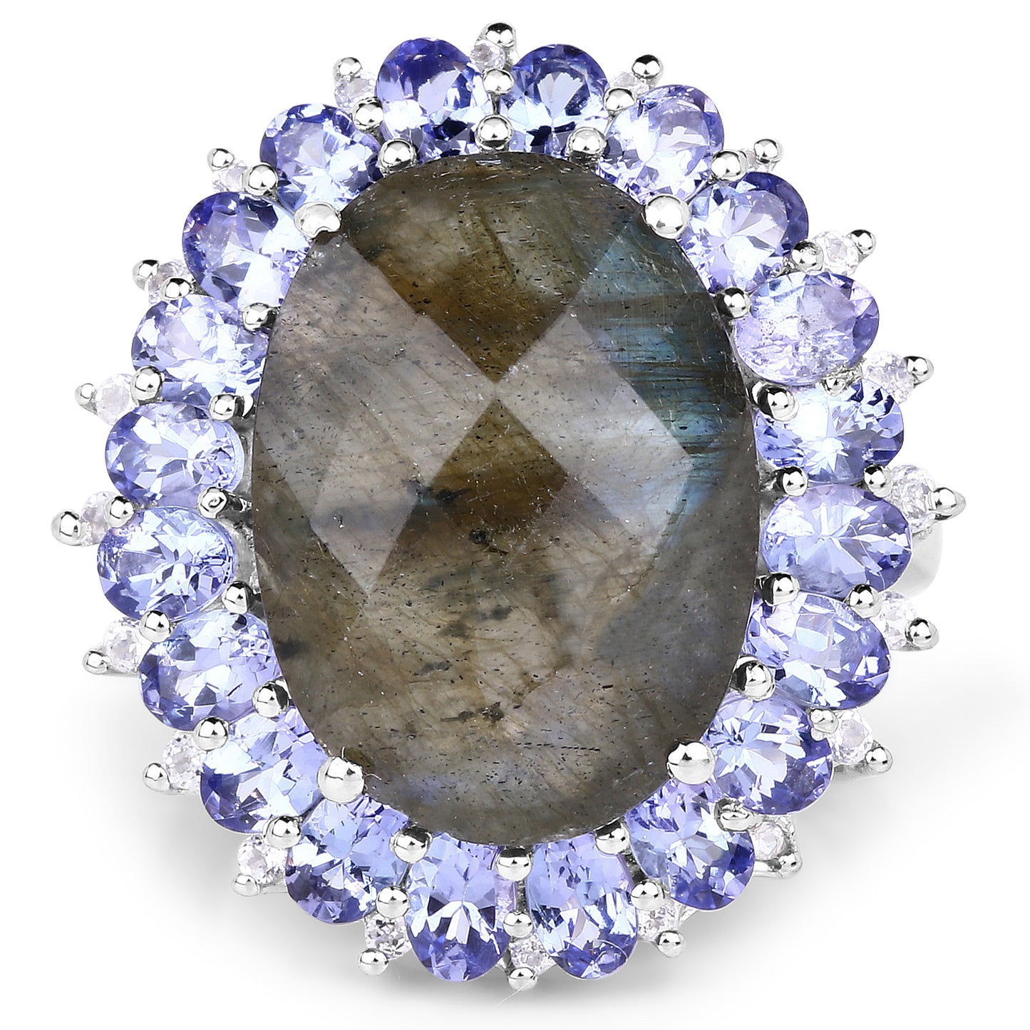 Genuine Multi Stones Sterling Silver Graduated Ring