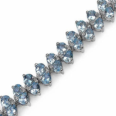 Genuine Blue Topaz Double-Row Sterling Silver Tennis Bracelet