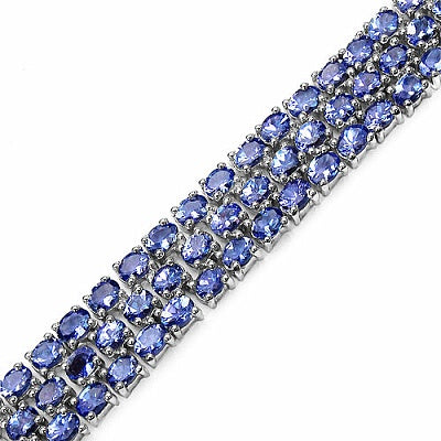 Genuine Tanzanite 3-Row Sterling Silver Tennis Bracelet