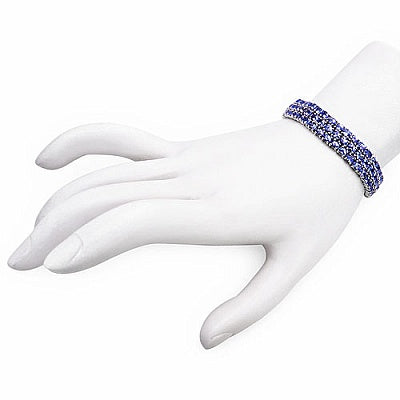 Genuine Tanzanite 3-Row Sterling Silver Tennis Bracelet