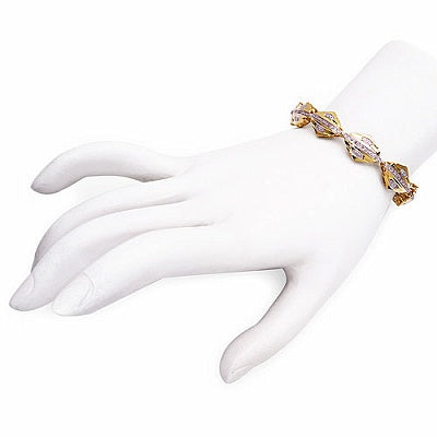 Genuine White Diamond 14K Yellow Gold Plated Sterling Silver Tennis Bracelet