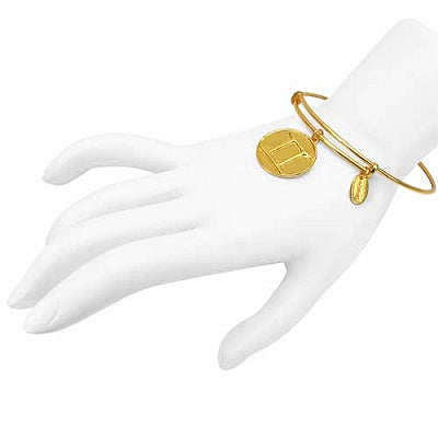 Gold Plated Brass 'Zodiac Symbol for Gemini' Embossed on Coin Bangle