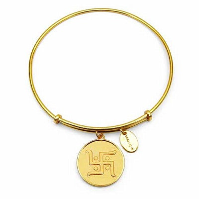 Gold Plated Brass 'Swastika' Embossed on Coin Bangle