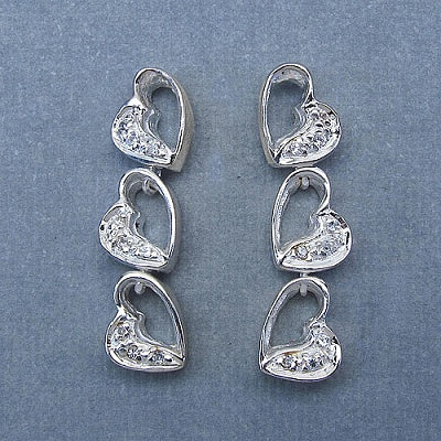 0.18CTW White Cubic Zircon .925 Sterling Silver Heart Shape Earrings