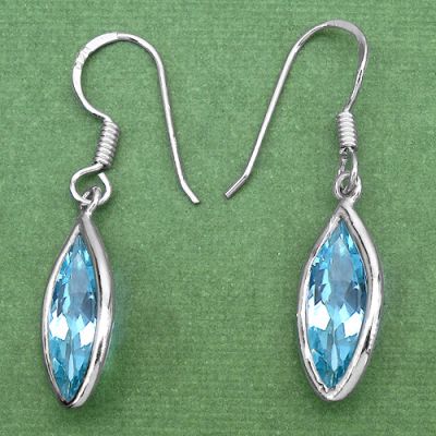 9.76CTW Genuine Blue Topaz .925 Sterling Silver Earrings