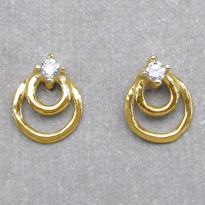 0.12CTW White Cubic Zircon .925 Sterling Silver Gold Plating Earrings