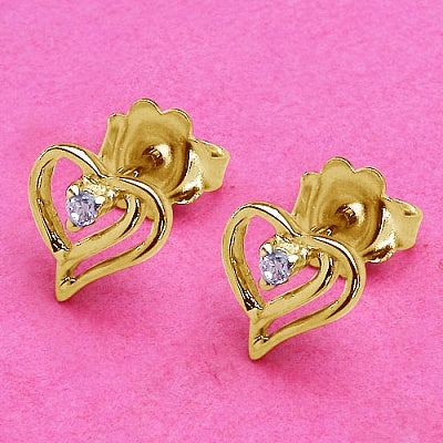 0.10CTW White Cubic Zircon .925 Sterling Silver Gold Plating Earrings