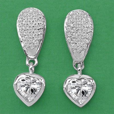 BridalMe 3.36CTW White Cubic Zirconia .925 Sterling Silver Dangle Earrings