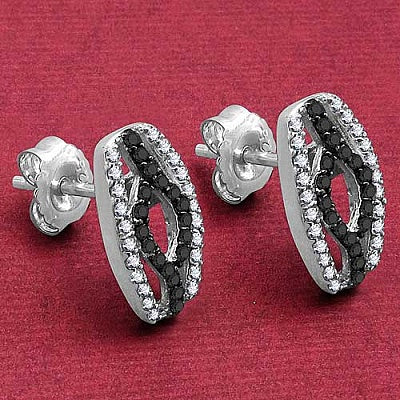 0.46CTW Genuine Black Diamond & White Diamond .925 Sterling Silver Earrings