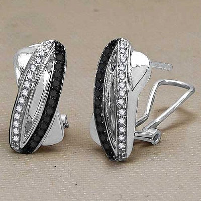 0.28CTW Genuine Black Diamond & White Diamond .925 Sterling Silver Earrings