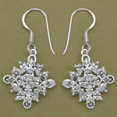 BridalMe 6.40CTW White Cubic Zirconia .925 Sterling Silver Dangle Earrings