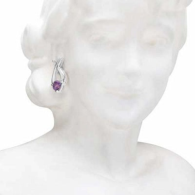 1.40CTW Genuine Amethyst .925 Sterling Silver Heart Shape Earrings