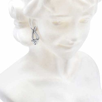 2.90CTW White Cubic Zirconia .925 Sterling Silver Heart Shape Earrings