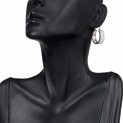 BridalMe 3.50CTW White Cubic Zirconia .925 Sterling Silver Hoops Earrings