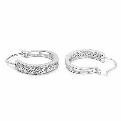BridalMe 0.92CTW White Cubic Zirconia .925 Sterling Silver Hoops Earrings