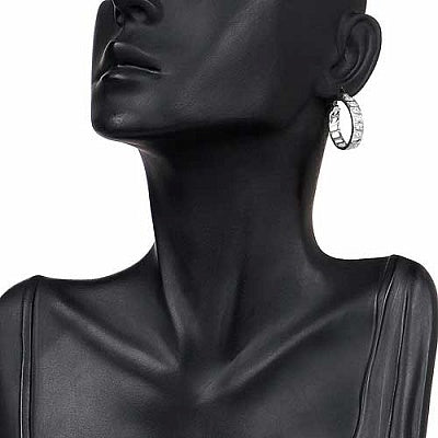 BridalMe 0.72CTW White Cubic Zirconia .925 Sterling Silver Hoops Earrings