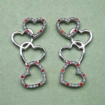 0.40CTW Genuine Red Cubic Zircon .925 Sterling Silver Earrings