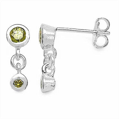 0.52CTW Genuine Yellow Diamond .925 Sterling Silver Earrings