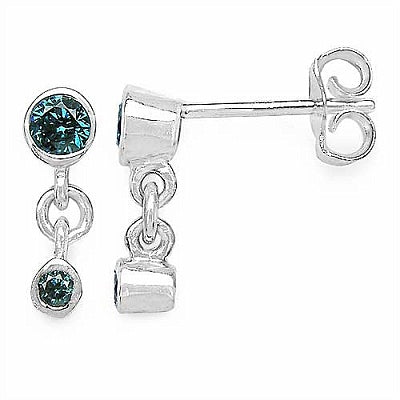 0.32CTW Genuine Blue Diamond .925 Sterling Silver Earrings