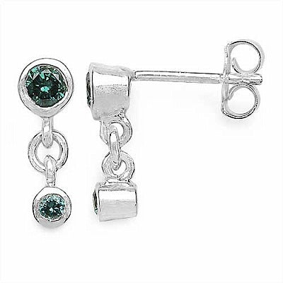 0.34CTW Genuine Blue Diamond .925 Sterling Silver Earrings