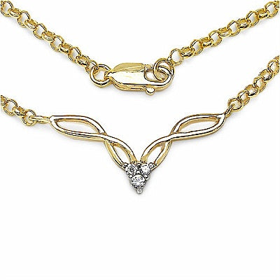 0.15CTW White Cubic Zircon .925 Sterling Silver Gold Plating Necklace