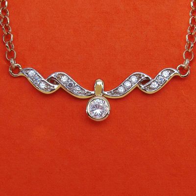 0.81CTW White Cubic Zircon .925 Sterling Silver Gold Plating Necklace