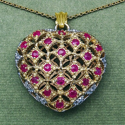1.00CTW Genuine Ruby14K Yellow Gold Plated .925 Sterling Silver Heart Shape Pendant