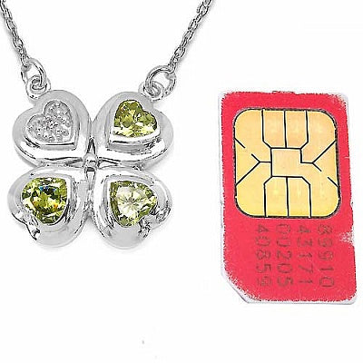 2.87CTW Genuine Peridot Cubic Zircon & White Cubic Zircon .925 Sterling Silver Pendant