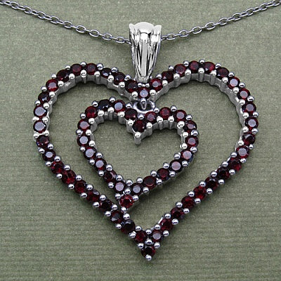 3.20CTW Genuine Garnet .925 Sterling Silver Heart Shape Pendant