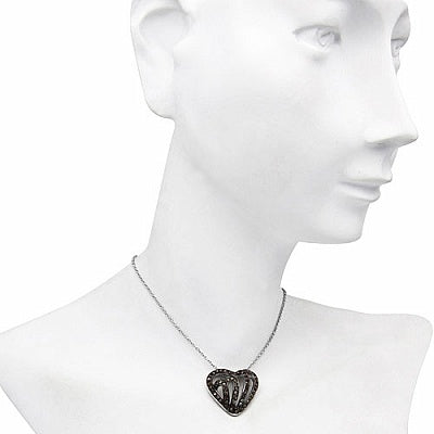 0.54CTW Genuine Champagne Diamond .925 Sterling Silver Heart Shape Pendant