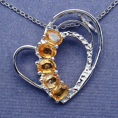 1.25CTW Orange Sapphire .925 Sterling Silver Pendant