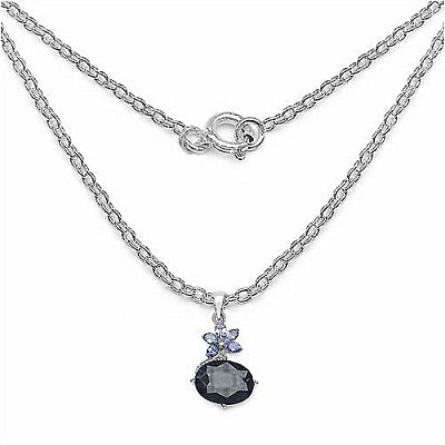 12.08CTW Genuine Sapphire & Tanzanite .925 Sterling Silver Pendant