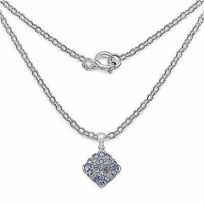 2.46CTW Genuine Tanzanite & White Topaz .925 Sterling Silver Pendant
