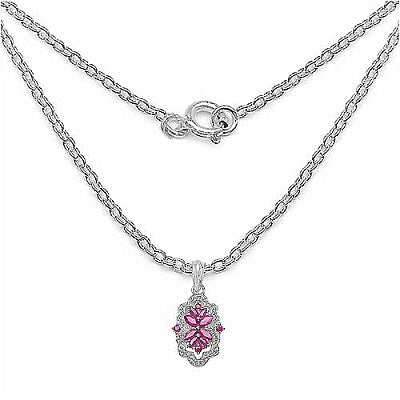 1.50CTW Genuine Ruby & White Topaz .925 Sterling Silver Pendant