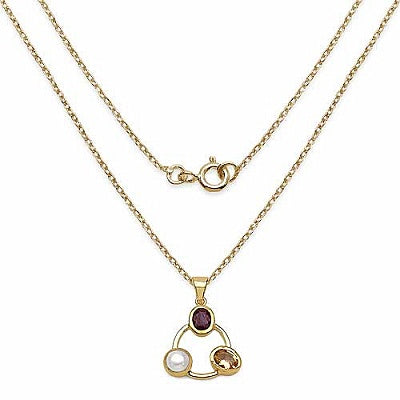 Shraddha 7.30CTW Citrine, Ruby & Pearl 14K Yellow Gold Plated Brass Pendant