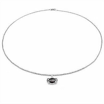 2.50CTW Oval Garnet .925 Sterling Silver Pendant